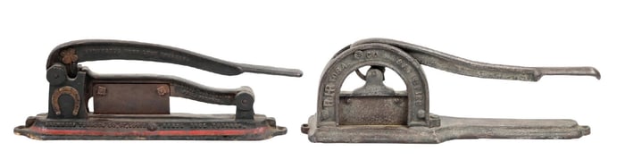 PAIR OF EARLY CAST IRON TOBACCO CUTTERS