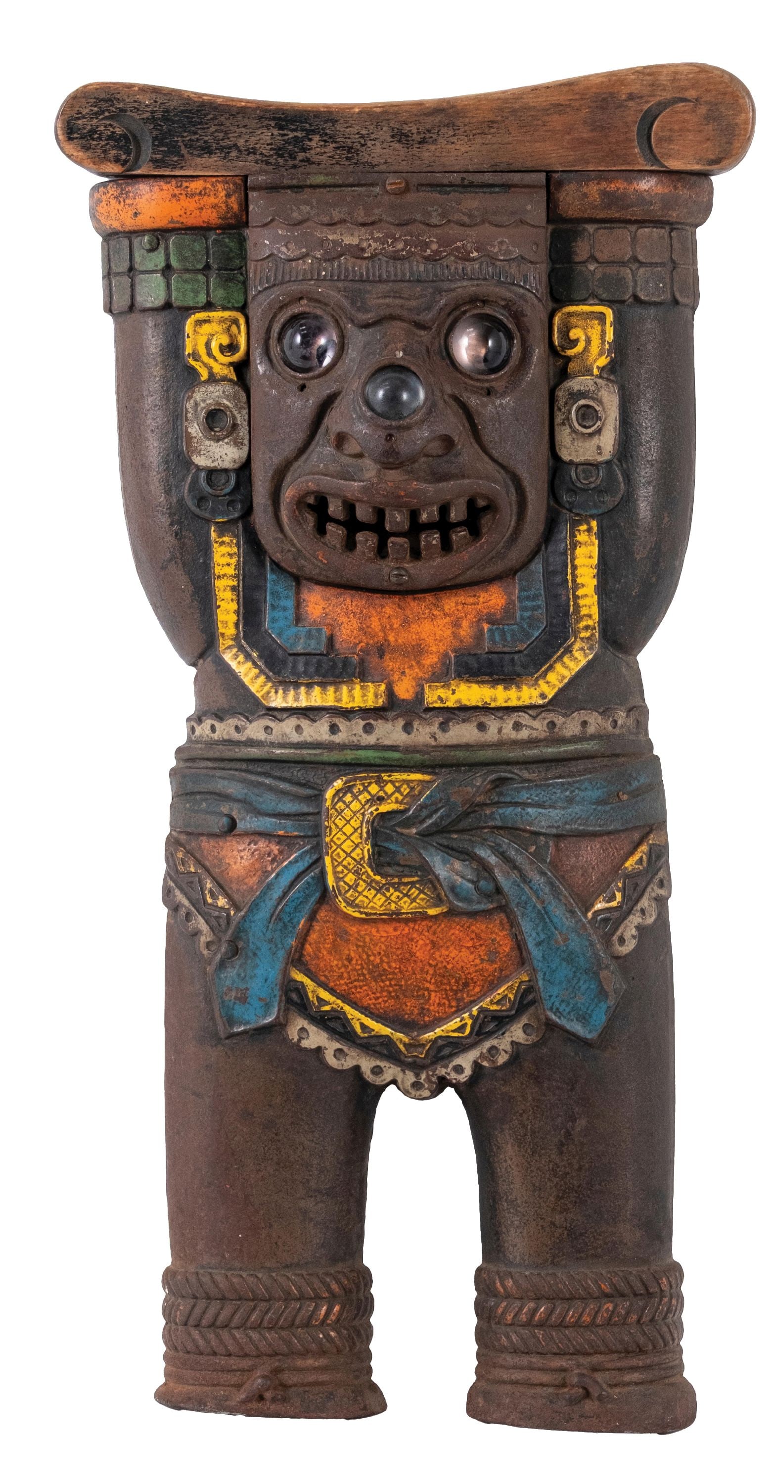 HEYWOOD WAKEFIELD ART DECO THEATRE SEAT END WITH MAYAN IMAGE (1 of 2)