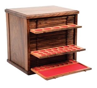 WOODEN COIN STORAGE CABINET