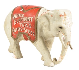 WHITE ELEPHANT BRAND TEAS CHALKWARE FIGURE