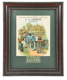 1916 L.L. GILMAN CALENDAR W/ MOTOR CAR GRAPHIC
