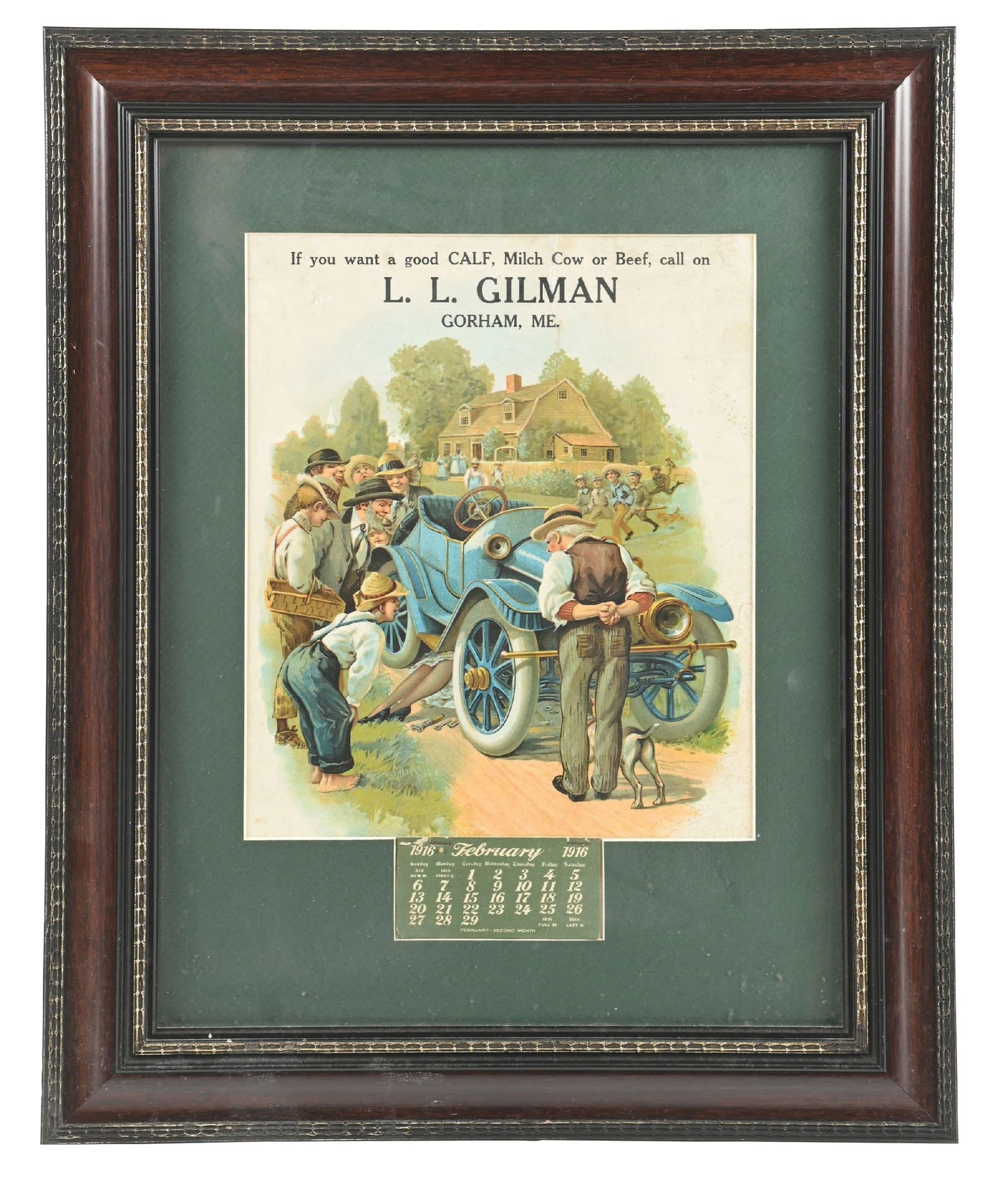 1916 L.L. GILMAN CALENDAR W/ MOTOR CAR GRAPHIC (1 of 2)