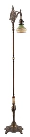 VICTORIAN BRONZE FLOOR LAMP W/ FEATHERED SHADE