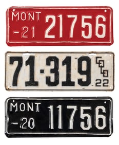 COLLECTION OF 3 MONTANA LICENSE PLATES, 1920-1922