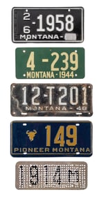 COLLECTTION OF 5 MONTANA LICENSE PLATES, VARIOUS YEARS