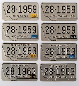 COLLECTION OF 8 MONTANA LICENSE PLATES, 1959-1966
