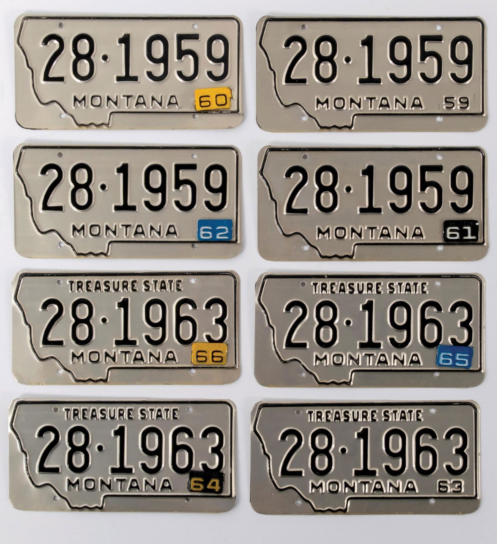 COLLECTION OF 8 MONTANA LICENSE PLATES, 1959-1966 (1 of 2)