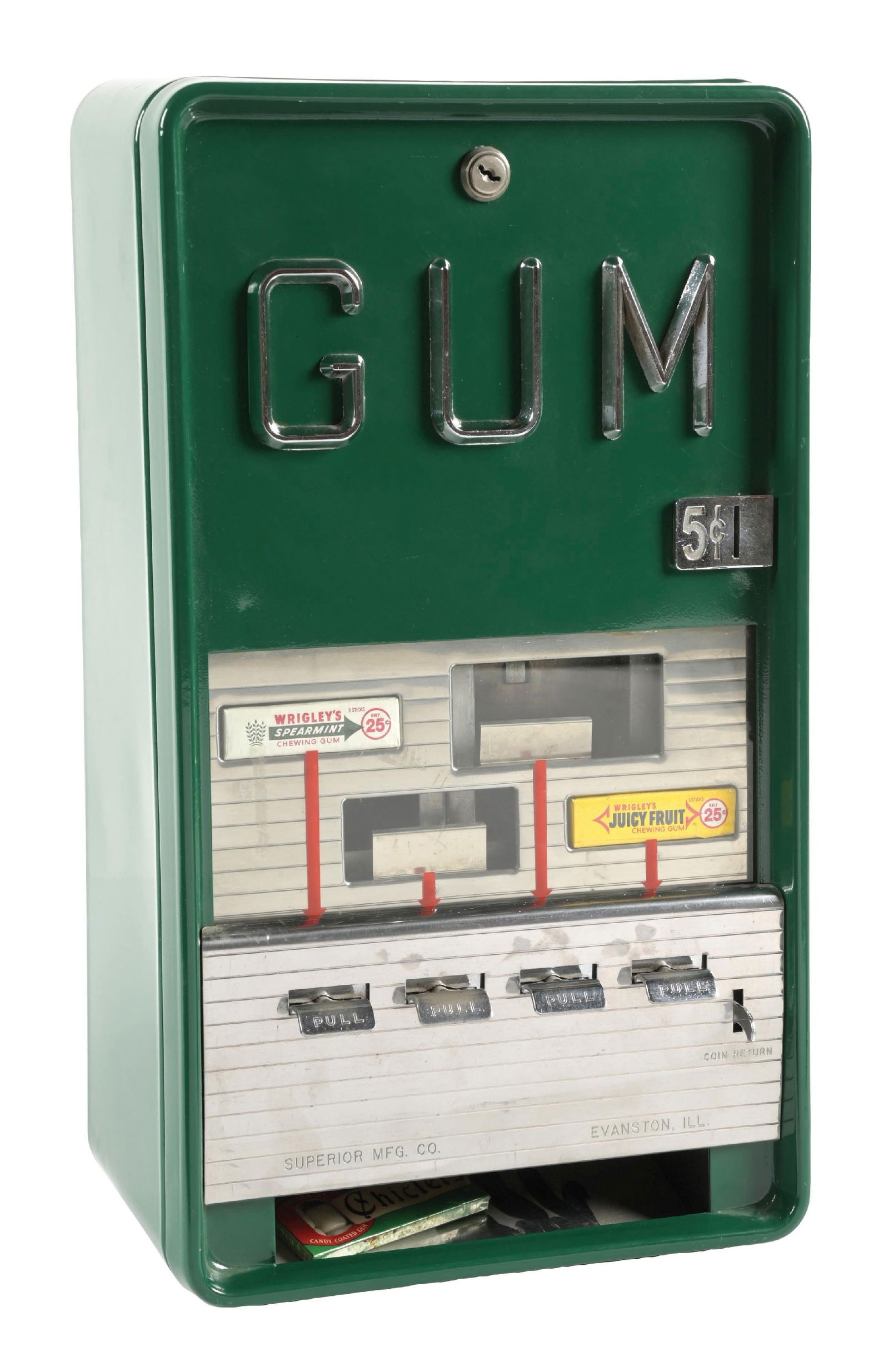 5¢ SUPERIOR MFG. CO. PACKAGED GUM VENDING MACHINE (1 of 5)