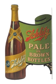 SCHLITZ PALE IN BROWN BOTTLES FLANGE SIGN
