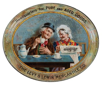 THE LEVY & LEWIN MERCHANTILE CO. TIN SERVING TRAY