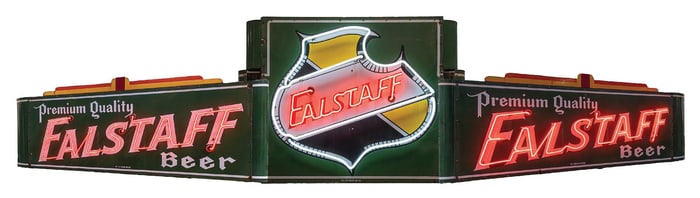 3 PIECE FALSTAFF BEER PORCELAIN NEON MARQUEE SIGN