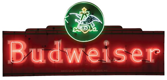 PHENOMENAL BUDWEISER PORCELAIN NEON SIGN