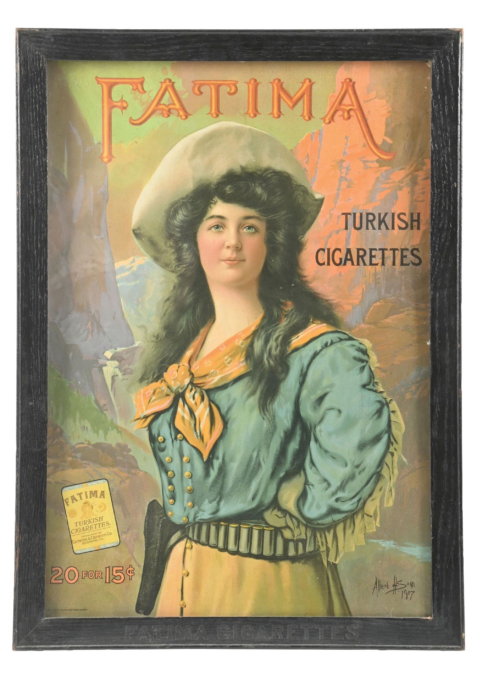 FATIMA TURKISH CIGARETTES FRAMED SIGN (1 of 4)