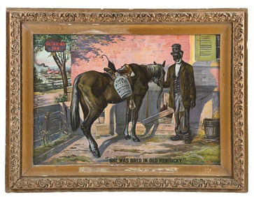 GREEN RIVER WHISKEY SIGN W/ MAN & HORSE GRAPHIC