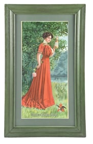 BUDWEISER GIRL SIGN W/ LADY IN RED GRAPHIC