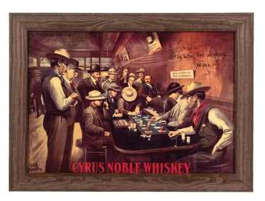 CYRUS NOBLE WHISKEY FRAMED POSTER WITH SALOON GRAPHICS