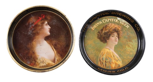 PAIR OF CAPITAL BREWING AND FEIGENSPAN BEER TRAYS