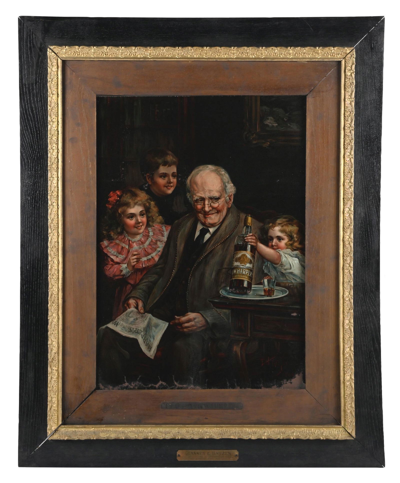 REVERSE PAINTED HARPER WHISKEY ADVERTISING SIGN (1 of 3)