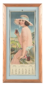 1922 COCA-COLA CALENDAR W/ WOMAN AT BASEBALL GAME GRAPHIC
