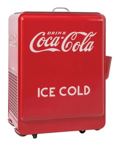 SMALL-SIZE COCA-COLA ICE CHEST ON CASTORS