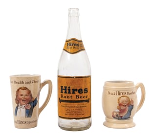 COLLECTION OF 3 HIRES ROOT BEER SODA FOUNTAIN ITEMS