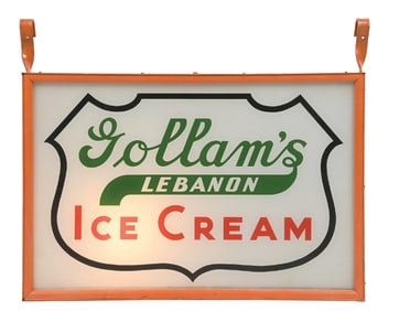 GOLLAM'S LEBANON ICE CREAM LIGHT-UP SIGN W/ BRACKETS