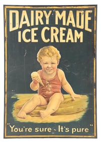 DAIRY MADE ICE CREAM SIGN W/ CHILD GRAPHIC