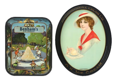 COLLECTION OF 2 BENHAM'S AND BINGHAMTON ICE CREAM TRAYS