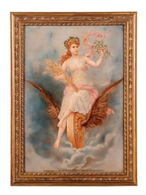 BARTHOLOMAY BREWING CO. WING WHEELED BEER GODDESS LITHOGRAPH