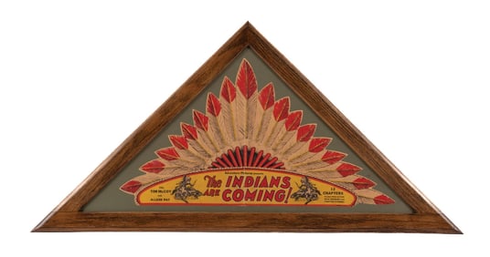 THE INDIANS ARE COMING LITHOGRAPHED PAPER W/ NATIVE AMERICAN GRAPHICS