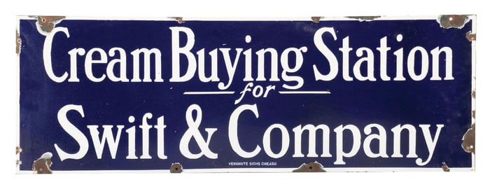 SWIFT AND COMPANY CREAM BUYING STATION PORCELAIN SIGN
