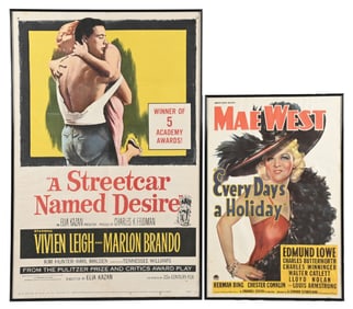 COLLECTION OF 2: MAE WEST AND "A STREETCAR NAMED DESIRE" FRAMED MOVIE POSTERS