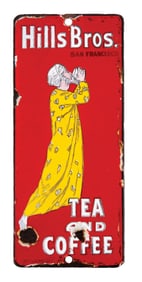EXCEEDINGLY RARE HILLSBROTHER TEA AND COFFEE PORCELAIN DOOR PUSH