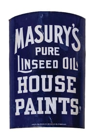 MASURY PURE LINSEED OIL HOUSE PAINTS CURVED PORCELAIN SIGN