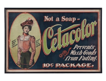 PAINTED ON CANVAS SIGN ADVERTISING CETACOLOR PACKAGED DYE