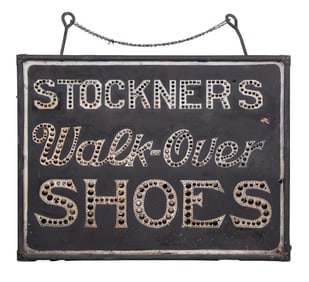 PUNCHED TIN LIGHTED SIGN ADVERTISING WALK-OVER SHOES