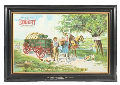 THE HICKMAN AND EBBERT CO. FARM WAGON TIN SIGN