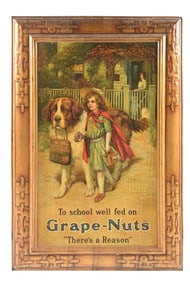 GRAPE-NUTS "THERE'S A REASON" SELF-FRAMED TIN SIGN