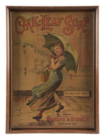 OAK-LEAF SOAP SIGN W/ WOMAN GRAPHIC