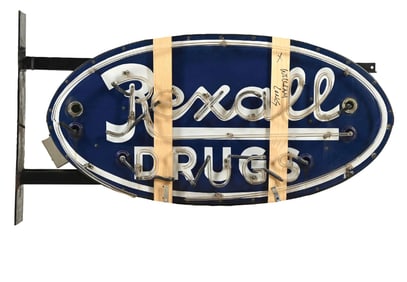 REXALL DRUGS NEON SIGN W/ BRACKET