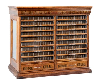 COUNTRY STORE CARLSON CURRIER CO. SPOOL SILK CABINET