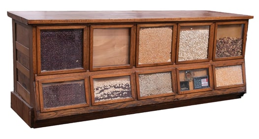 ALL ORIGINAL OAK COUNTRY STORE SEED COUNTER
