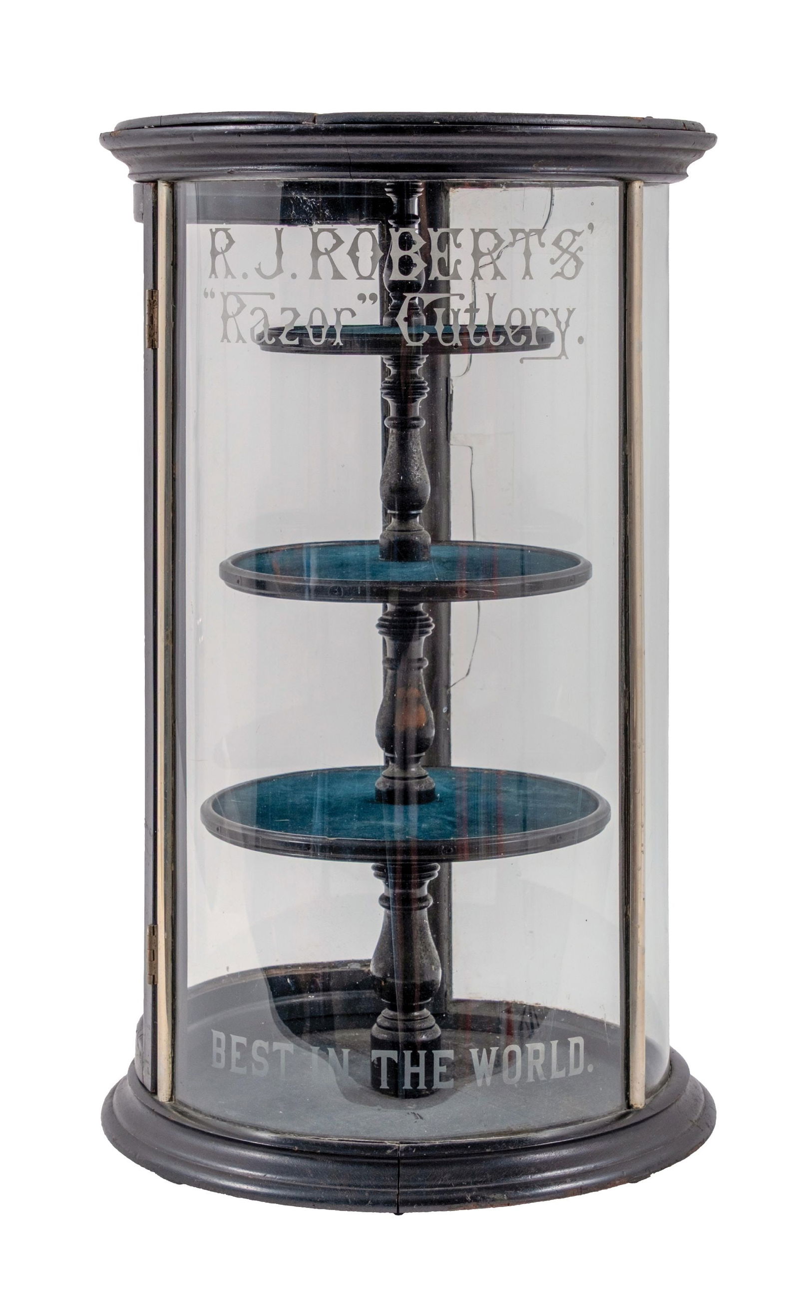 COUNTERTOP CIRCULAR ROTATING SHOWCASE DISPLAY FOR R.J. ROBERTS RAZORS & CUTLERY (1 of 4)
