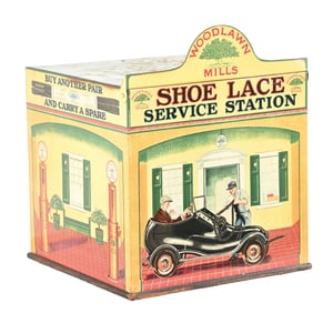BEAUTIFUL WOODLAWN MILLS SHOE LACE SERVICE STATION DISPLAY