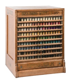 BELDING BROS & CO. WOODEN SPOOL CABINET