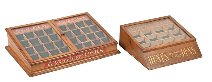 PAIR OF HUNT'S PENS AND ESTERBROOK PEN NIBS DISPLAY CASES