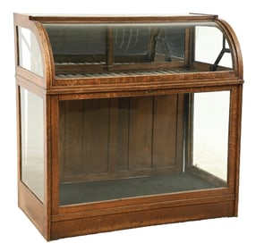 LARGE OAK CIGAR DISPLAY CABINET