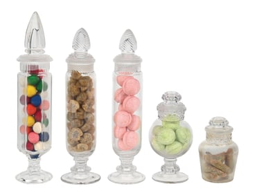 COLLECTION OF 5 EARLY APOTHECARY JARS