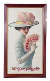 AMERICAN CIGAR CO. FRAMED CHANCELLOR CIGAR ADVERTISEMENT