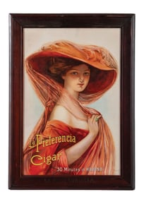 LA PREFERENCIA CIGAR ADVERTISING IN ORIGINAL FRAME